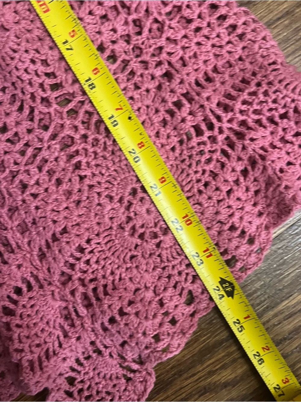Y2k NWT Crochet cardigan ruffle sweater Rose mauve L boho cowgirl - Picture 8 of 8